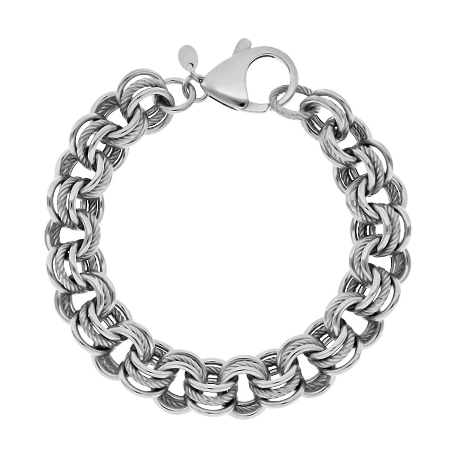 La Bella - Italian Designer Closeout - Triple Link Sterling Silver Bracelet (Size 8), Silver Wt. 21.50 Gms. 7760497 0