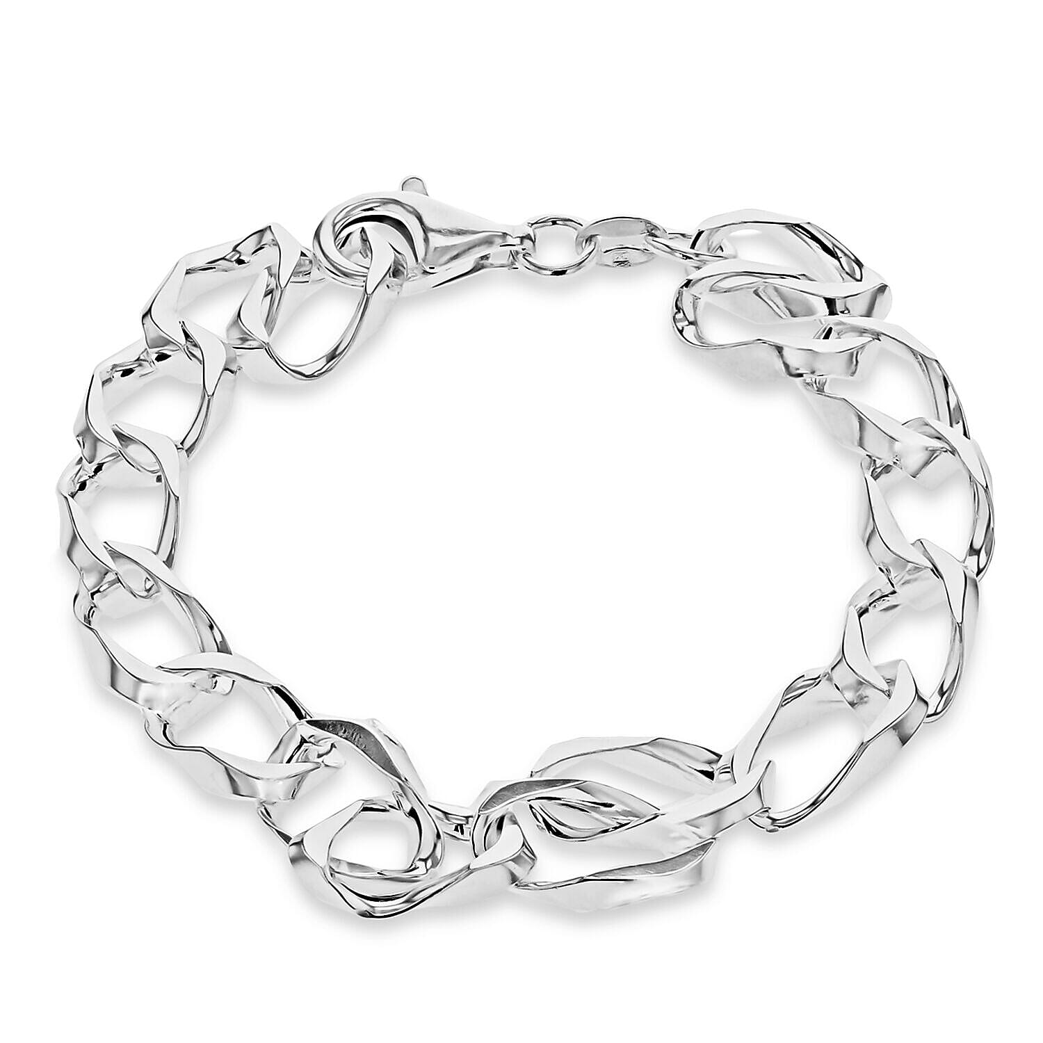 Sterling Silver Diamond Cut Twisted Link Curb Bracelet 8.5 Inch 7313102 0