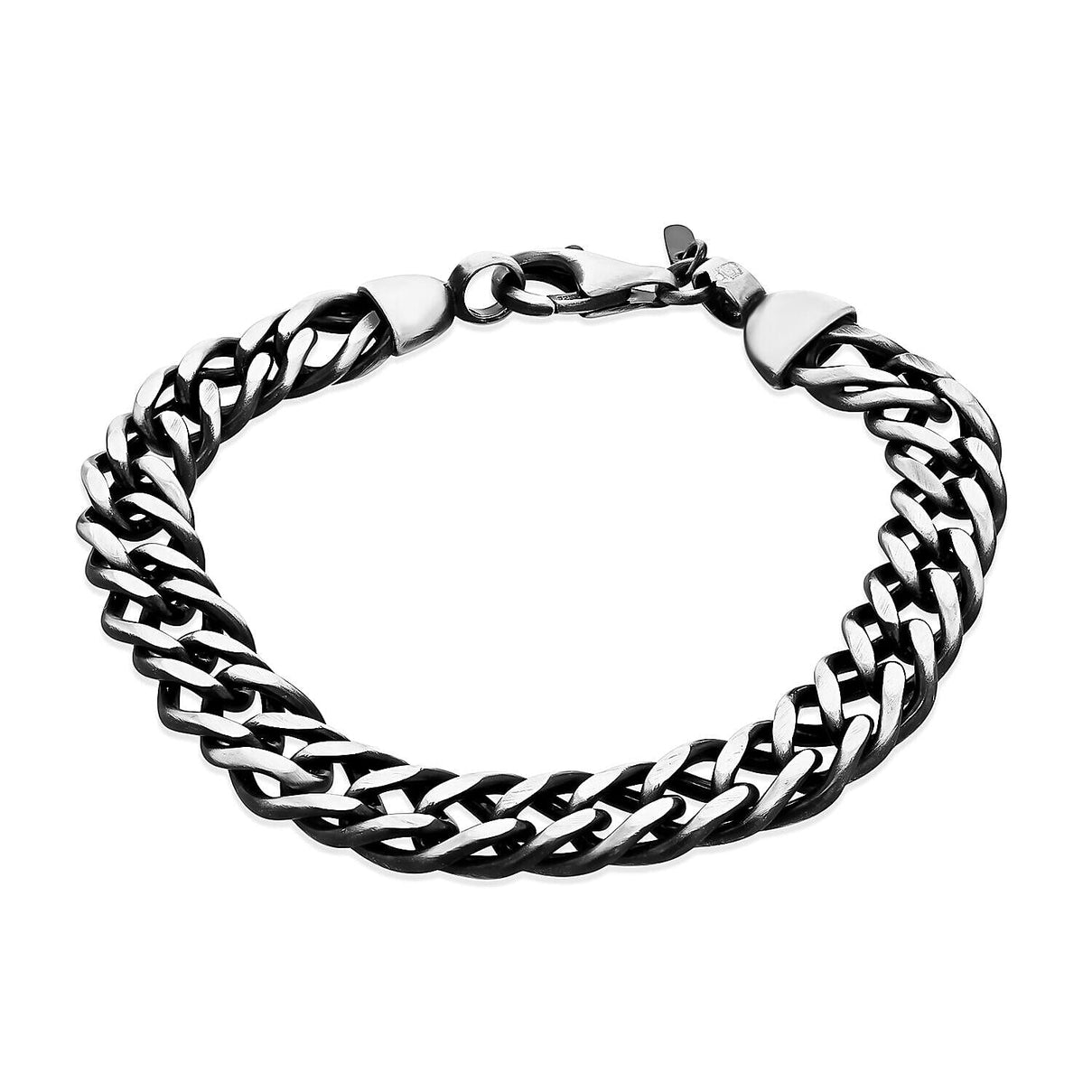 Sterling Silver Oxidised 9.5mm Double Curb Chain Bracelet 8 Inch 7313105 0