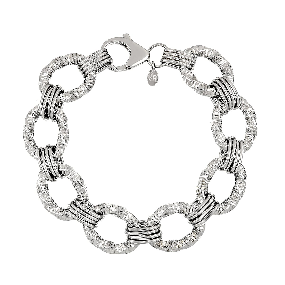 La Bella - Fine Italian Jewellery : Handmade Sterling Silver Link Bracelet (Size 8) with Lobster Clasp, Silver Wt. 27.60 Gms. 8055195 0