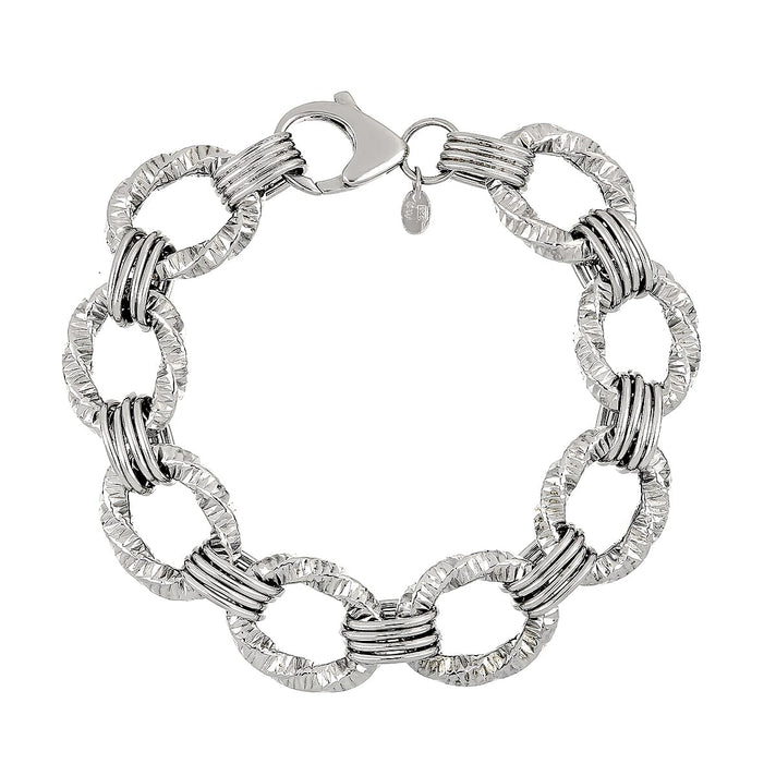 La Bella - Fine Italian Jewellery - Handmade Sterling Silver Link Bracelet (Size 8) with Lobster Clasp, Silver Wt. 27.60 Gms. 8055195 1