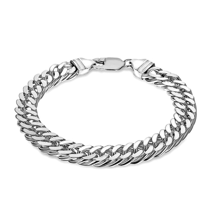Sterling Silver Diamond Cut Double Curb Bracelet 8 Inch 7313096 1