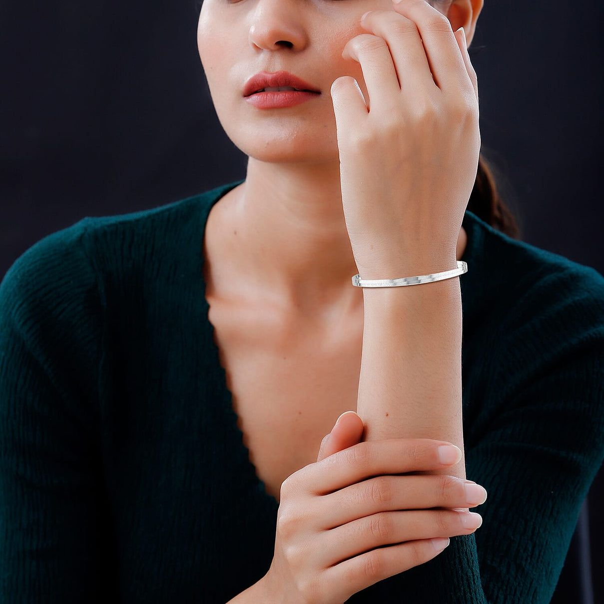Triple Herringbone Bracelet 7.5 Inch in Sterling Silver 7567439 3