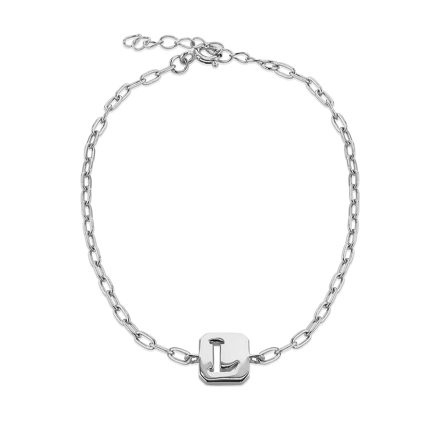 Sterling Silver 8mm x 9mm Initial L Initial Bracelet 6.7 Inch to 8 Inch 7368530 0
