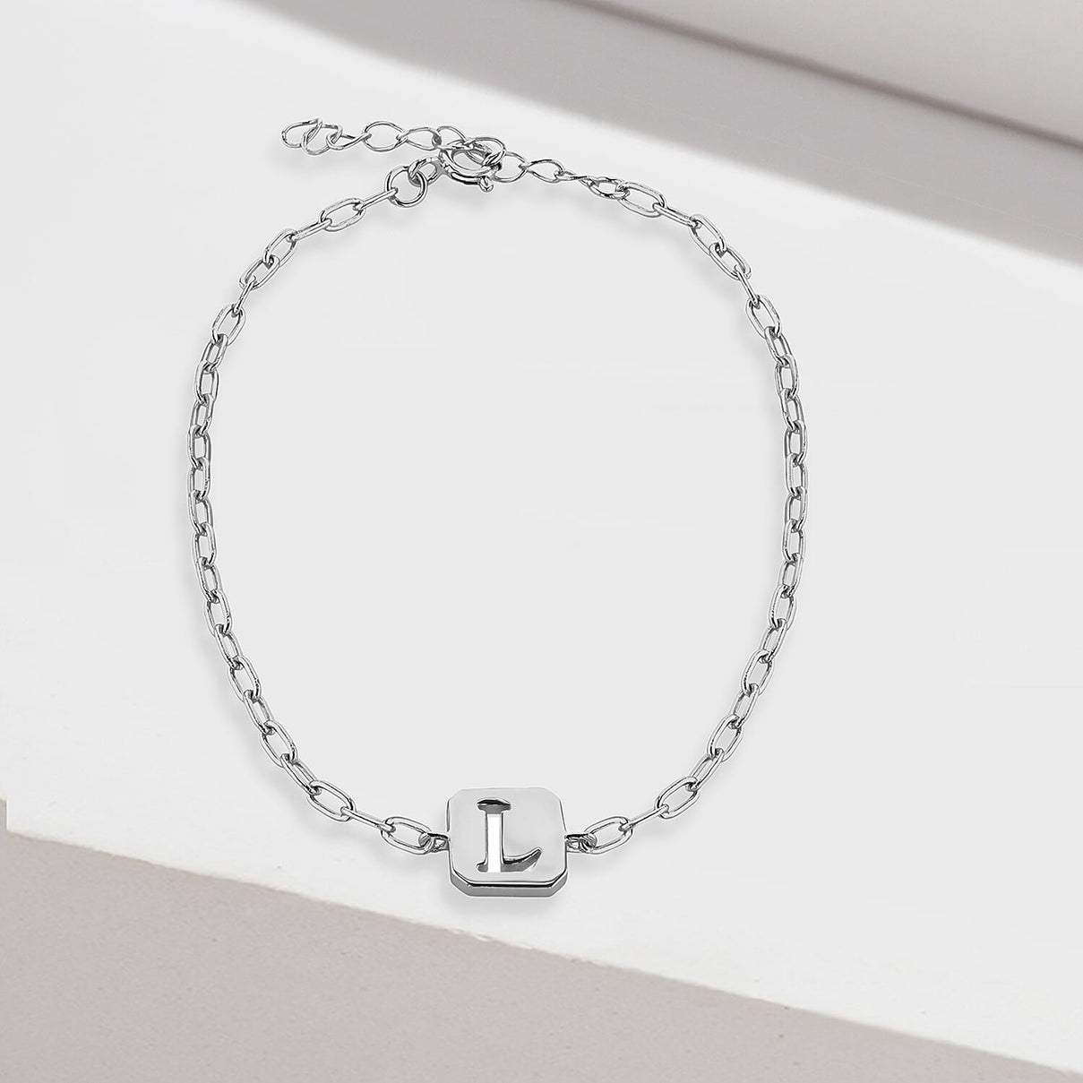 Sterling Silver 8mm x 9mm Initial L Initial Bracelet 6.7 Inch to 8 Inch 7368530 1