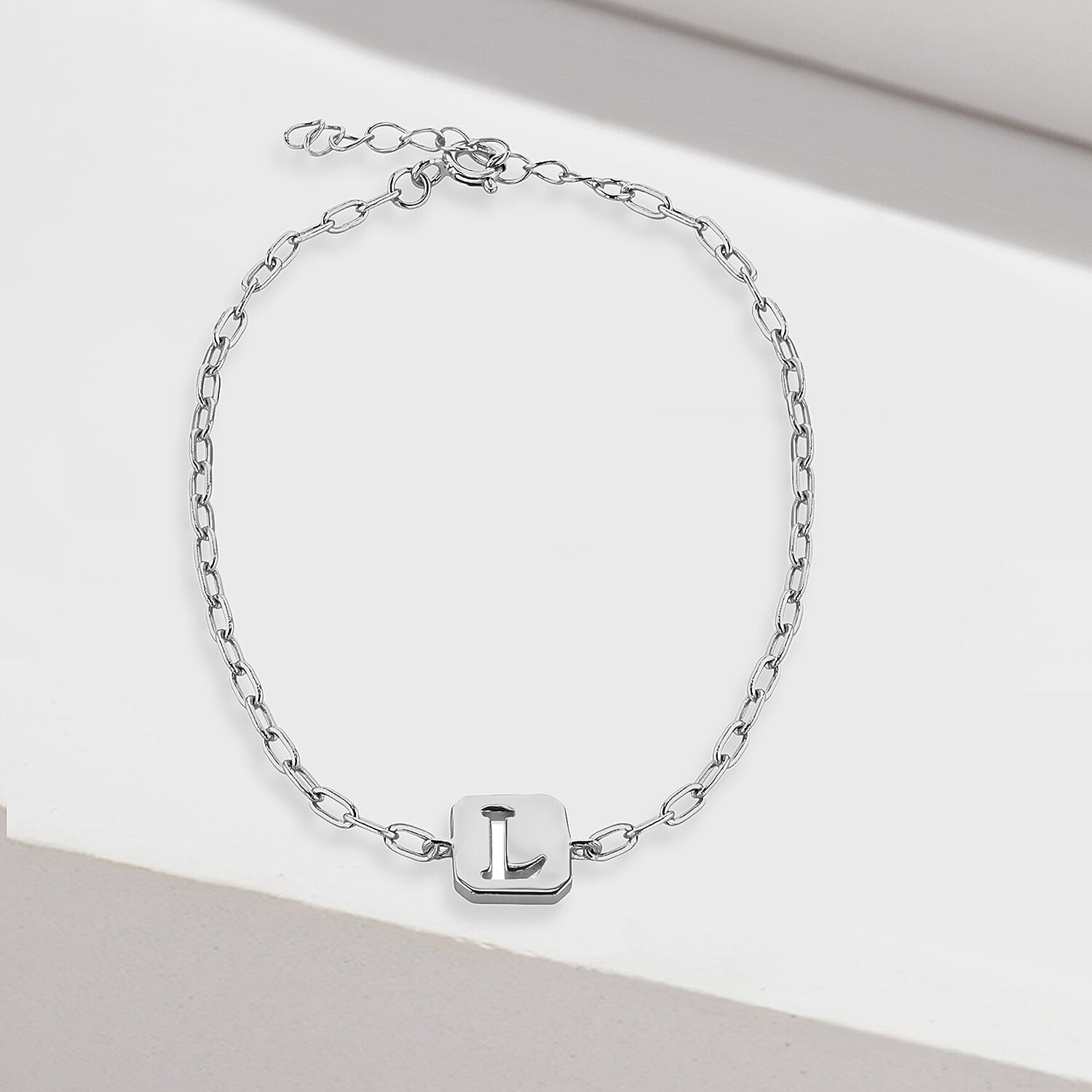 Sterling Silver 8mm x 9mm Initial L Initial Bracelet 6.7 Inch to 8 Inch 7368530 1