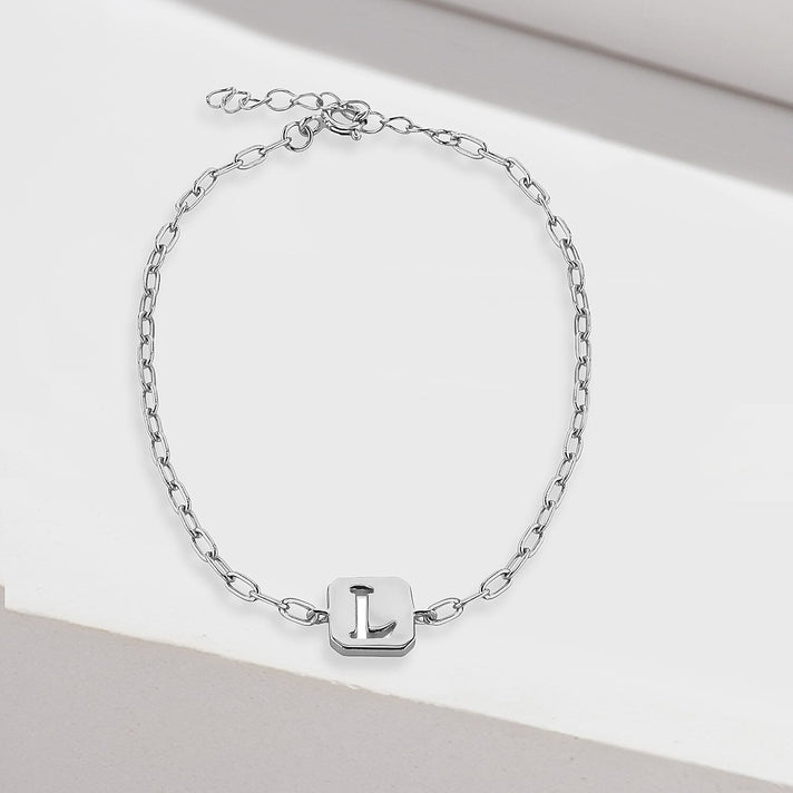 Sterling Silver 8mm x 9mm Initial L Initial Bracelet 6.7 Inch to 8 Inch 7368530 2