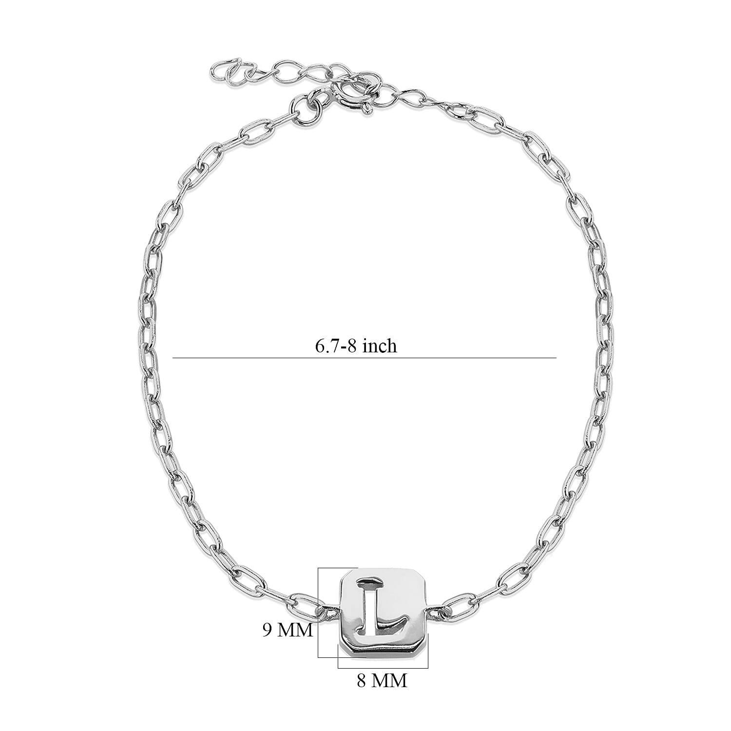 Sterling Silver 8mm x 9mm Initial L Initial Bracelet 6.7 Inch to 8 Inch 7368530 4