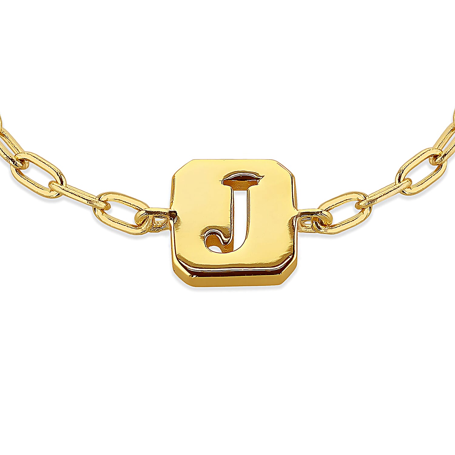 Sterling Silver Yellow Gold Plated 8mm x 9mm Initial J Initial Bracelet 6.7 Inch to 8 Inch 7369070 2
