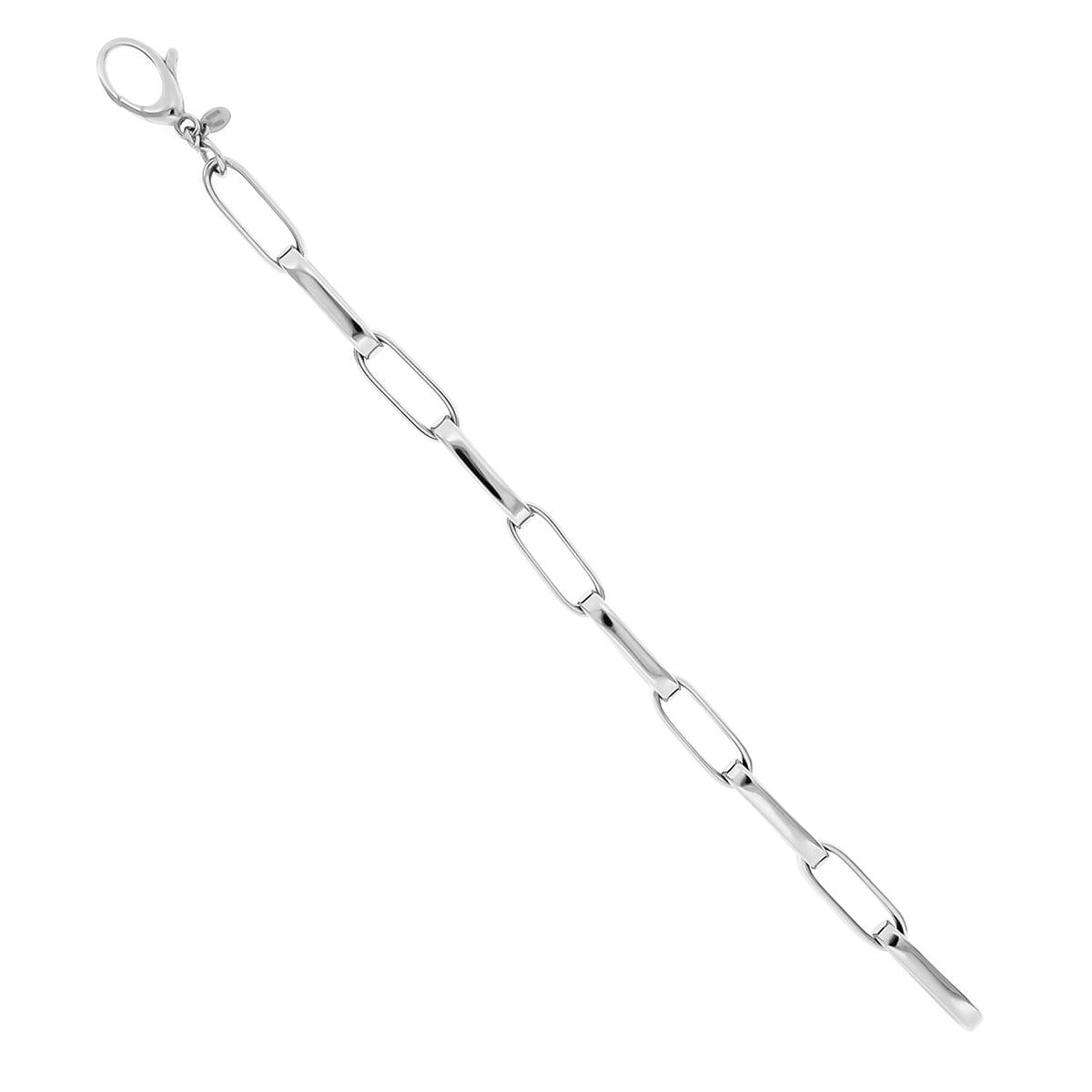 LA BELLA - Broad PAPERCLIP Bracelet in Platinum Overlay Sterling Silver With Lobster Clasp (Size - 8) 7905070 4