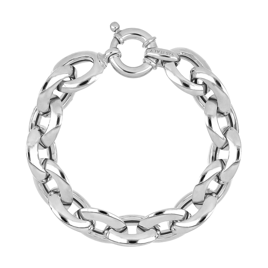La Bella Fine Italian Jewellery - Handmade Bracelet (Size - 8.5) With Senorita Clasp in Platinum Overlay Sterling Silver, Silver Wt. 53.23 Gms.