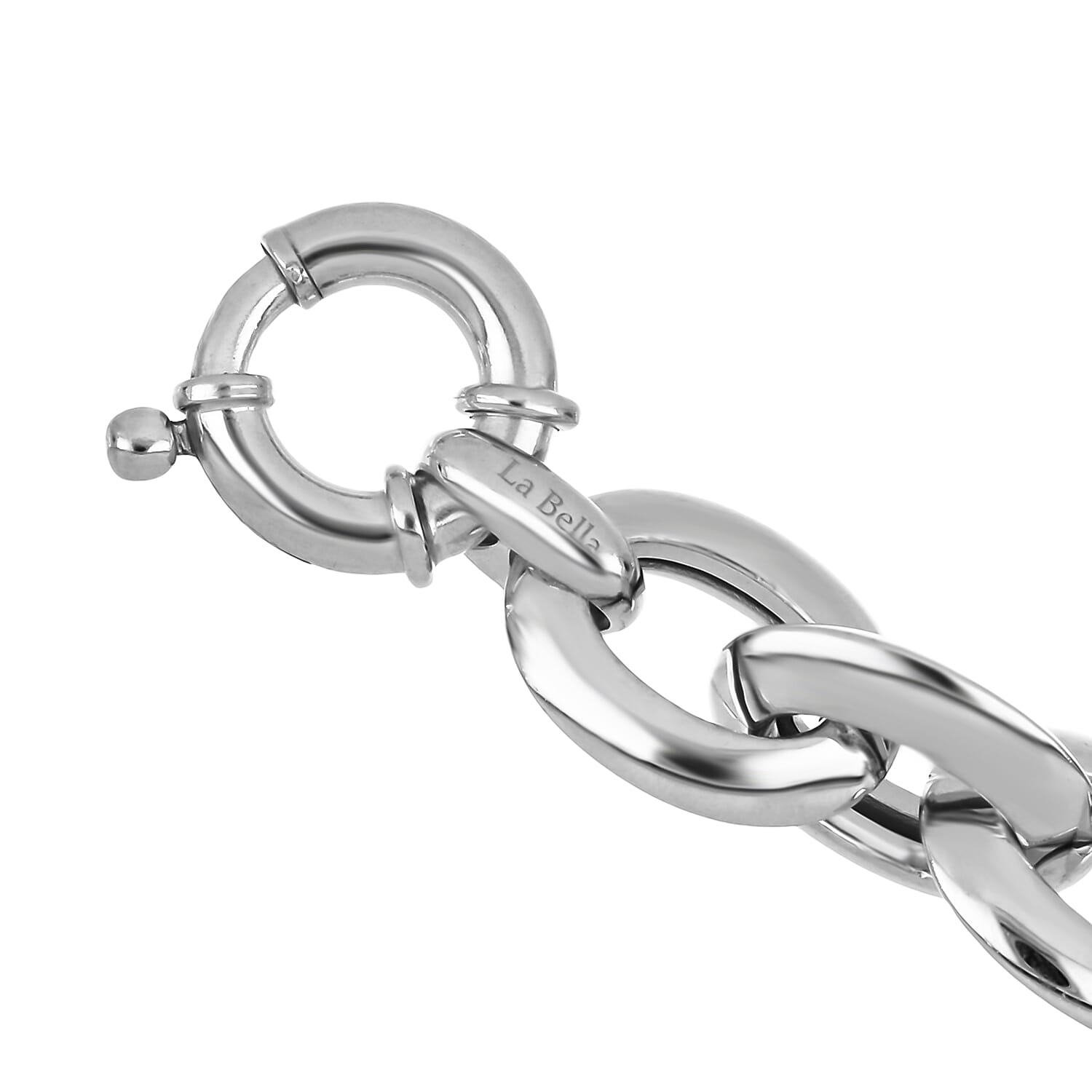 Handmade Curb Chain Bracelet in Platinum Overlay Sterling Silver 7900511 3