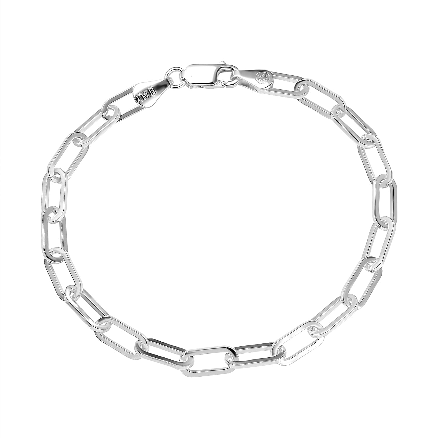 Sterling Silver Paper Clip Bracelet (Size - 7.5), Silver Wt. 5.50 GM 7566500 0