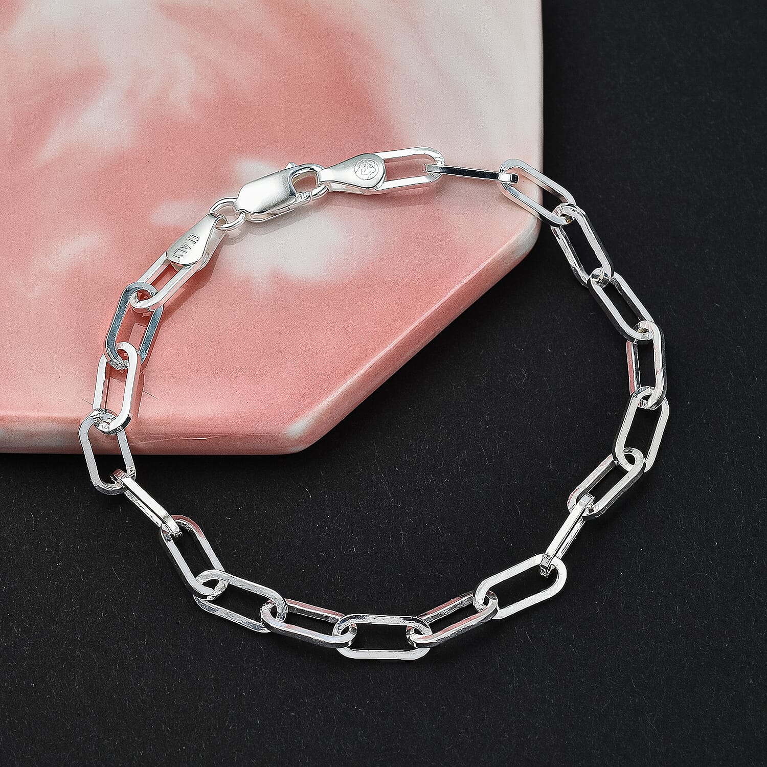 Sterling Silver Paper Clip Bracelet (Size - 7.5), Silver Wt. 5.50 GM 7566500 1