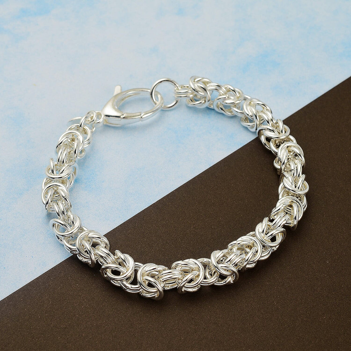 Italian Hand Made- Sterling Silver Byzantine Bracelet (Size - 7.5), 7648756 1