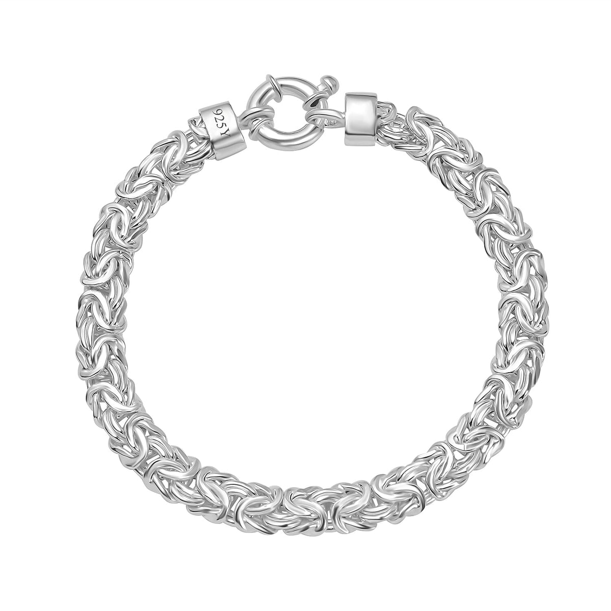 Sterling Silver Byzantine Bracelet (Size 7.5) with Senorita Clasp, Silver Wt. 14.10 Gms. 7722853 0