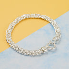 Sterling Silver Byzantine Bracelet (Size 7.5) with Senorita Clasp, Silver Wt. 14.10 Gms.