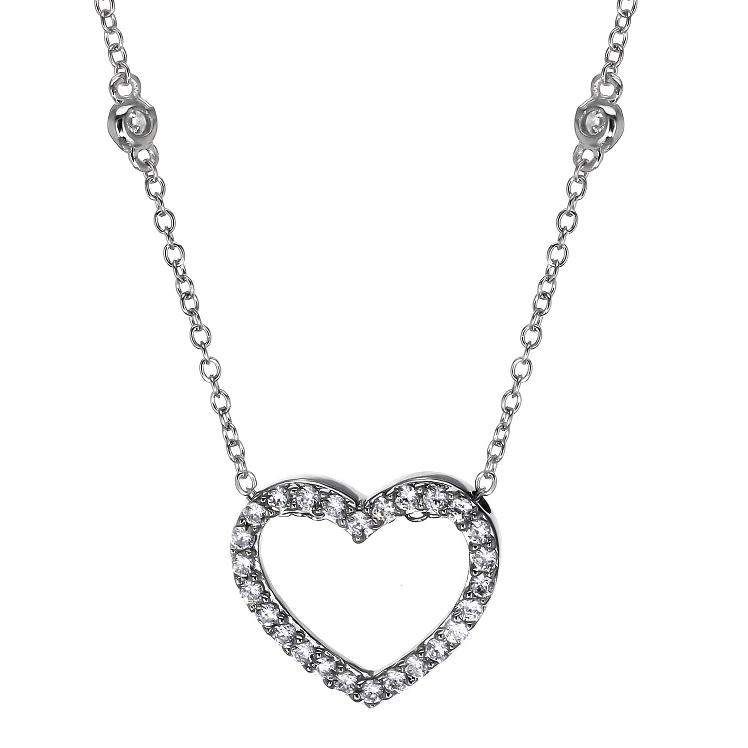 Sterling Silver CZ Heart Slider Pendant on Chain Necklace 16.5 Inch 8928809 0
