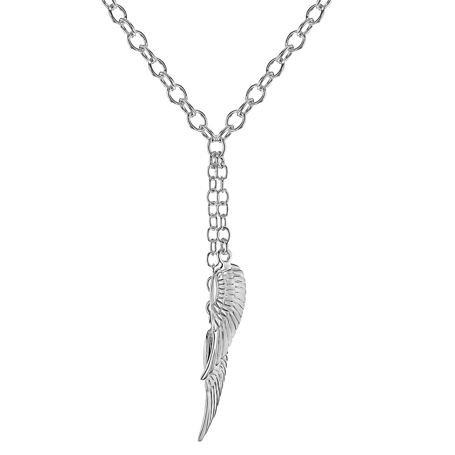 Sterling Silver 10mm x 29mm Double Angel Wing Adjustable Belcher Necklace 16 Inch to 18 Inch 7315275 0