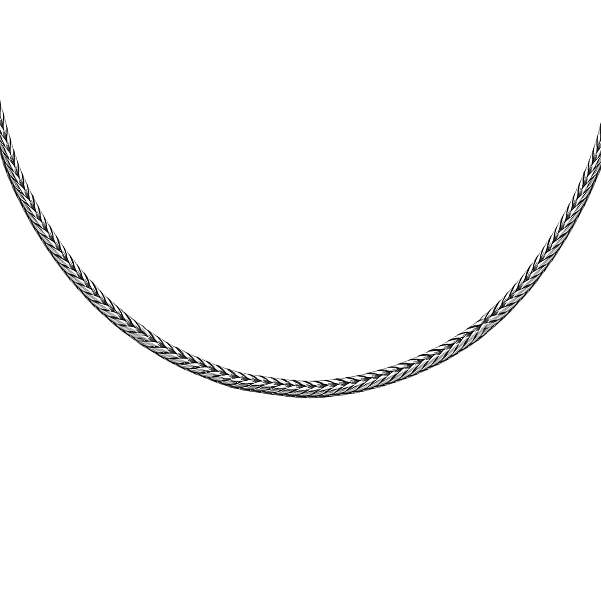 Sterling Silver 1.6mm Oxidised Round Foxtail Chain 16 Inch 7596091 1