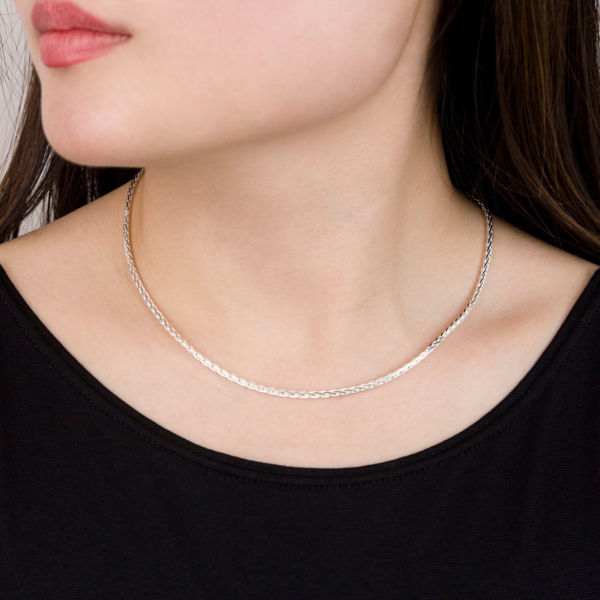 Sterling Silver Diamond Cut Spiga Chain 16 Inch 7599462 1