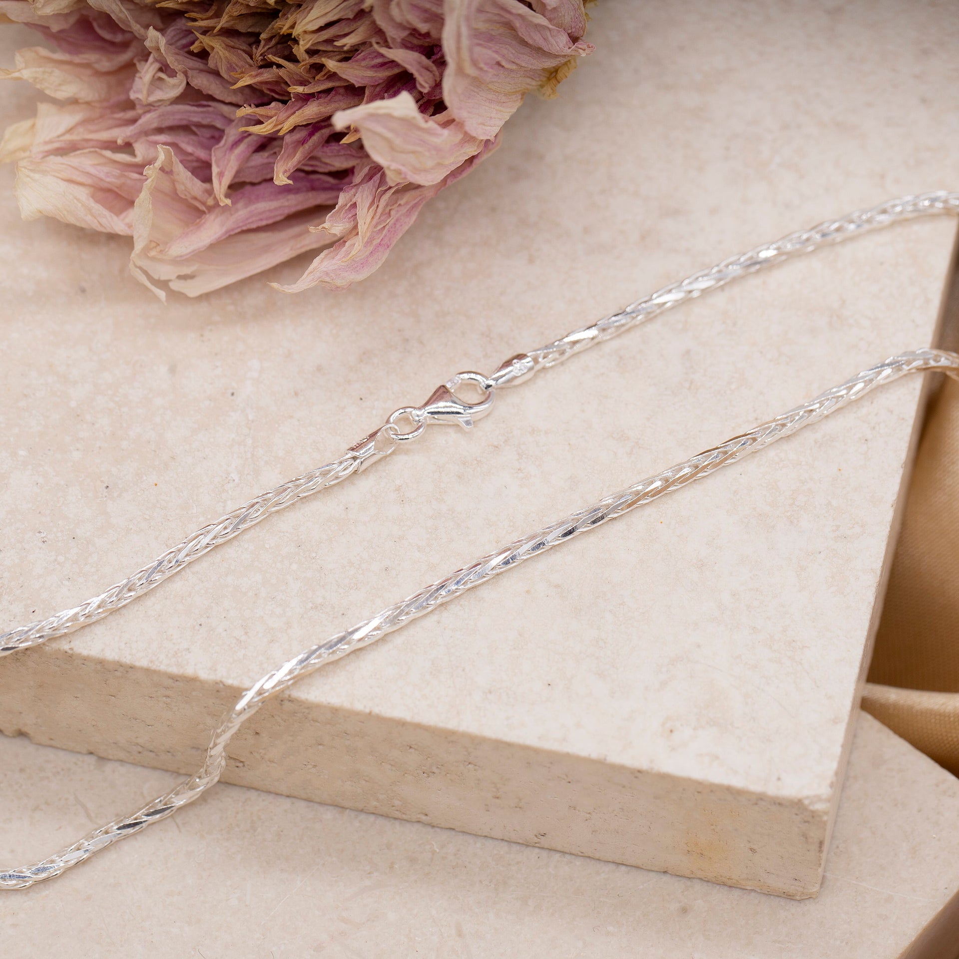 Sterling Silver Diamond Cut Spiga Chain 16 Inch 7599462 4