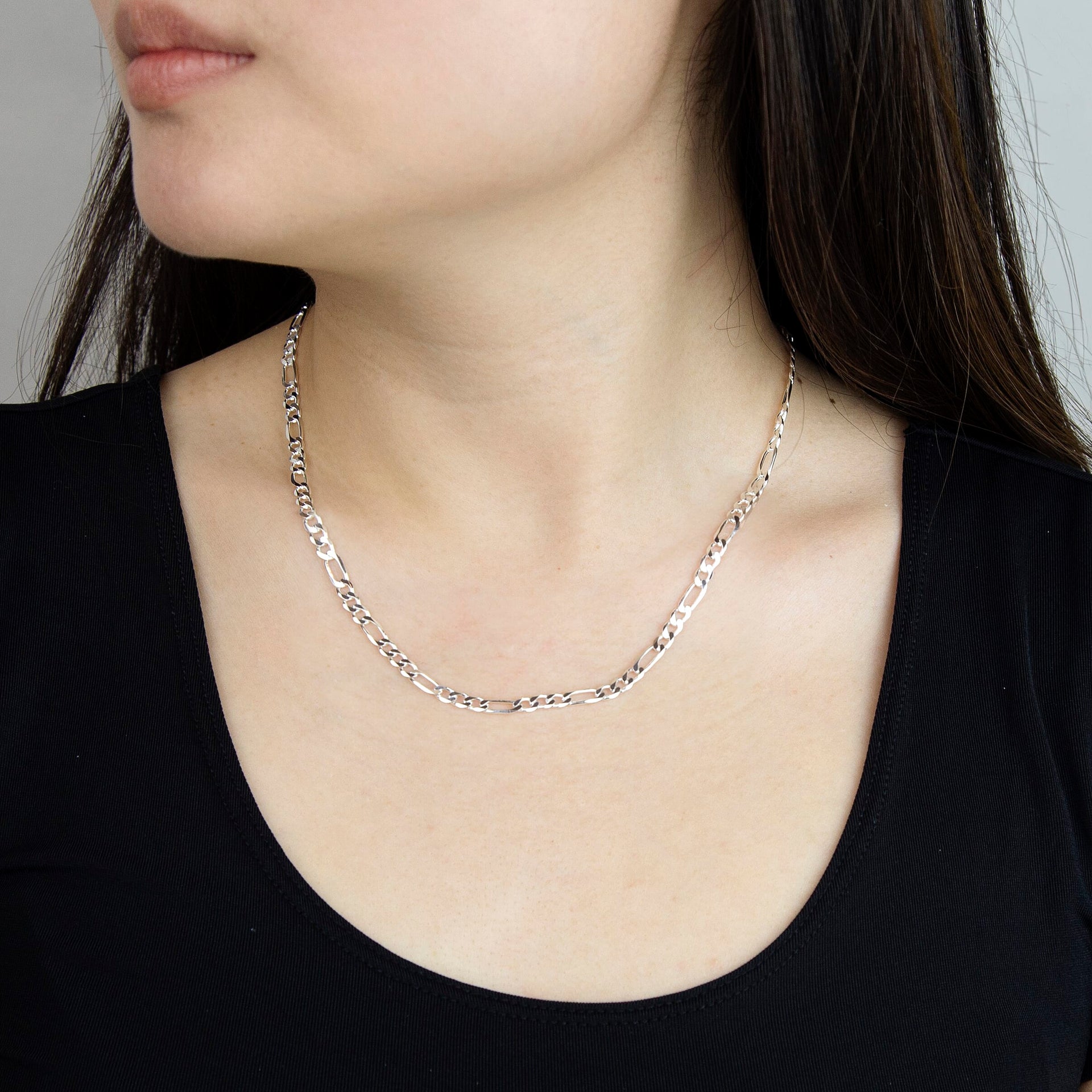 Sterling Silver Diamond Cut Figaro Chain 16 Inch 7617899 1