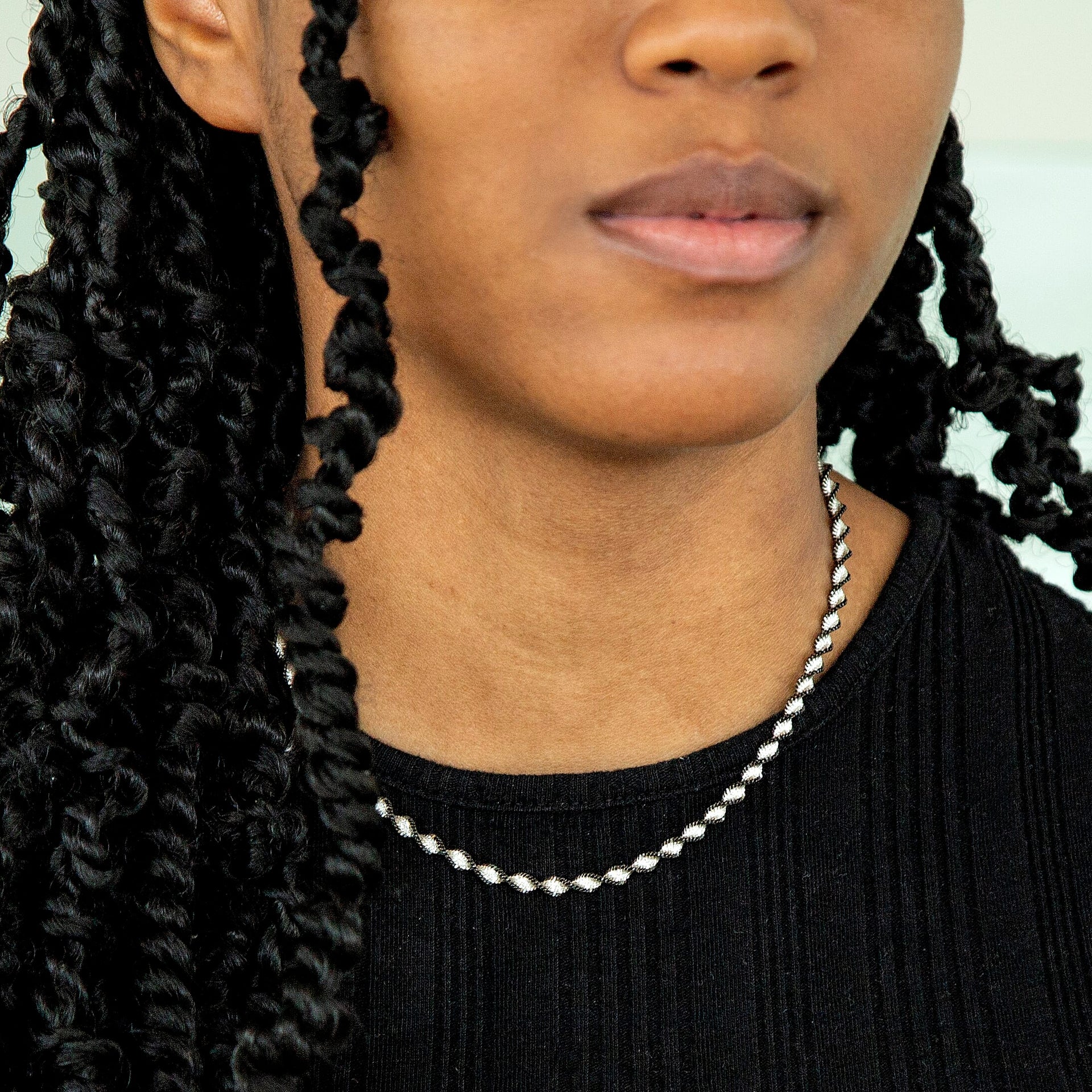 Sterling Silver 4.1mm Oxidised Satin Twist Chain 16 Inch 7618034 1