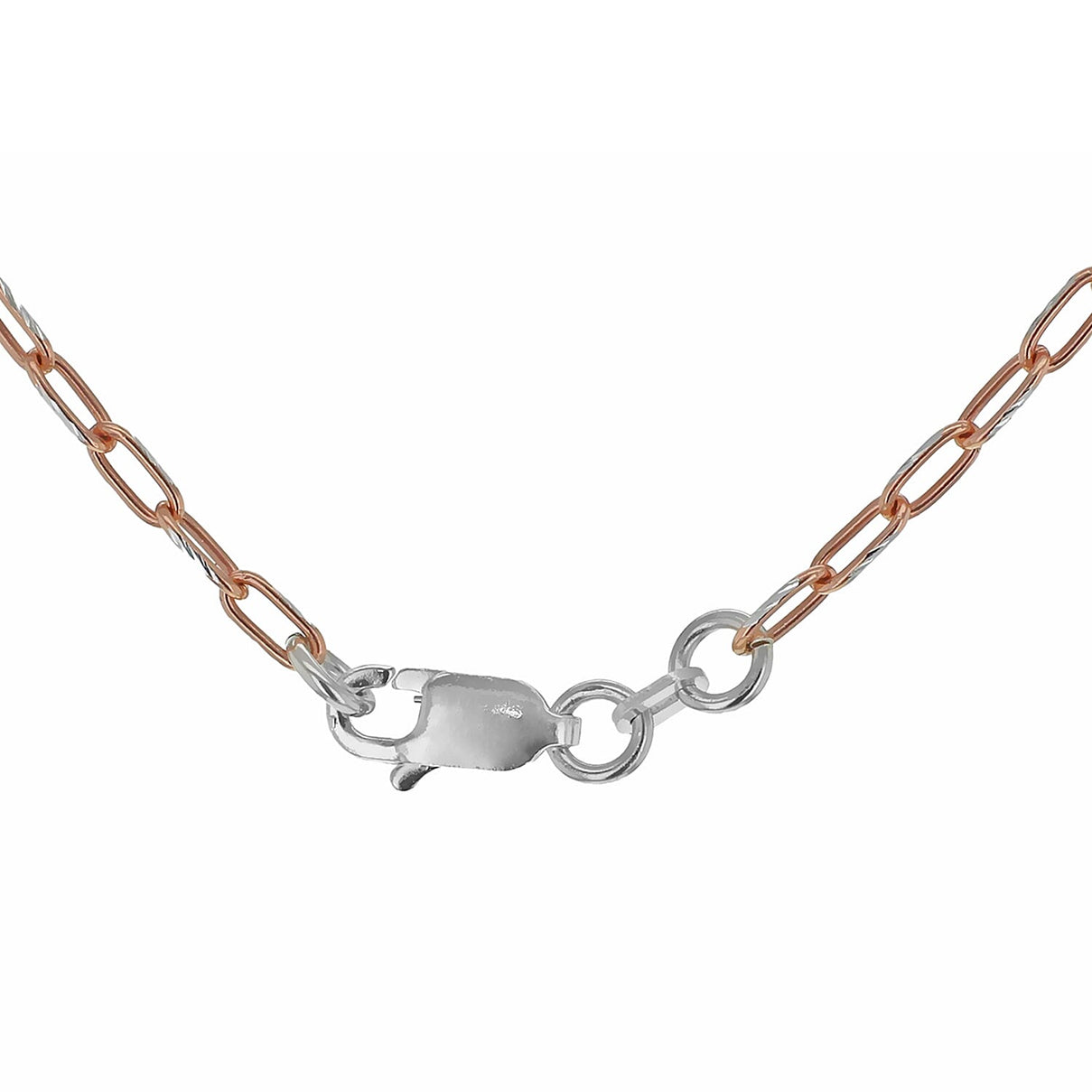 Sterling Silver 2 Tone Diamond Cut Paperclip Chain 16 Inch 7611207 7