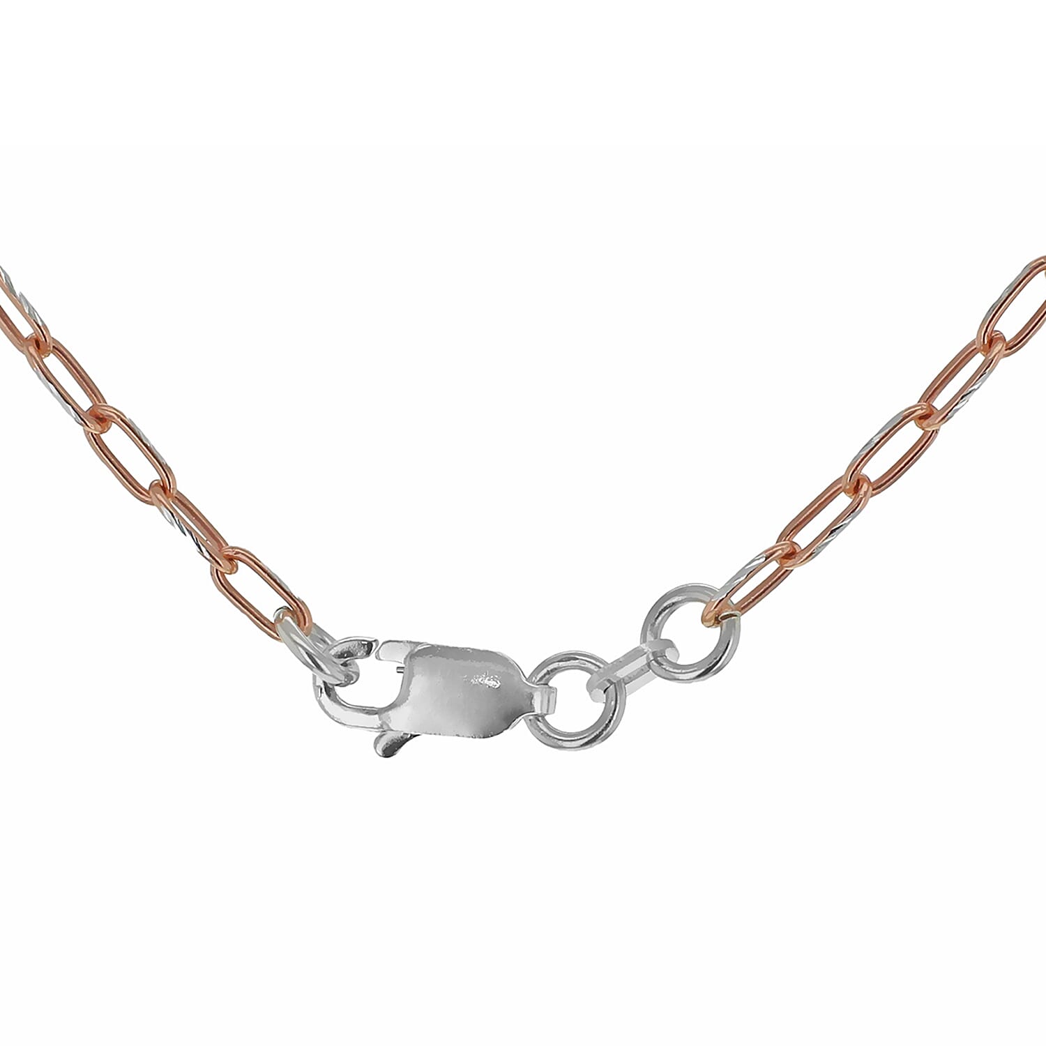 Sterling Silver 2 Tone Diamond Cut Paperclip Chain 16 Inch 7611207 7