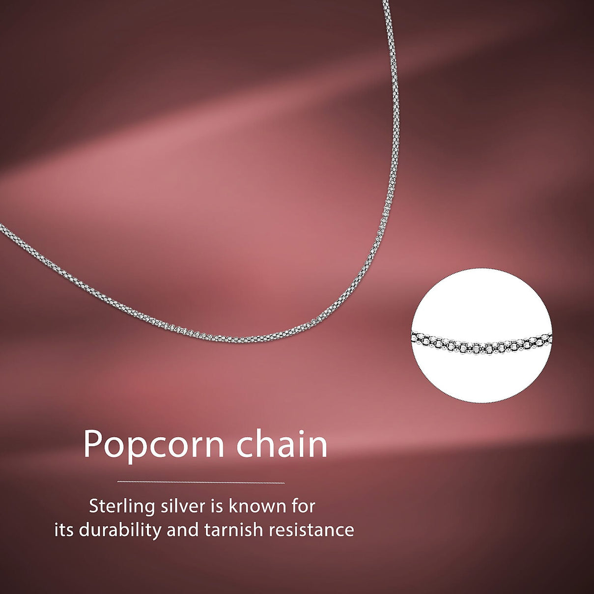 Sterling Silver Popcorn Chain 16 Inch 7618821 2