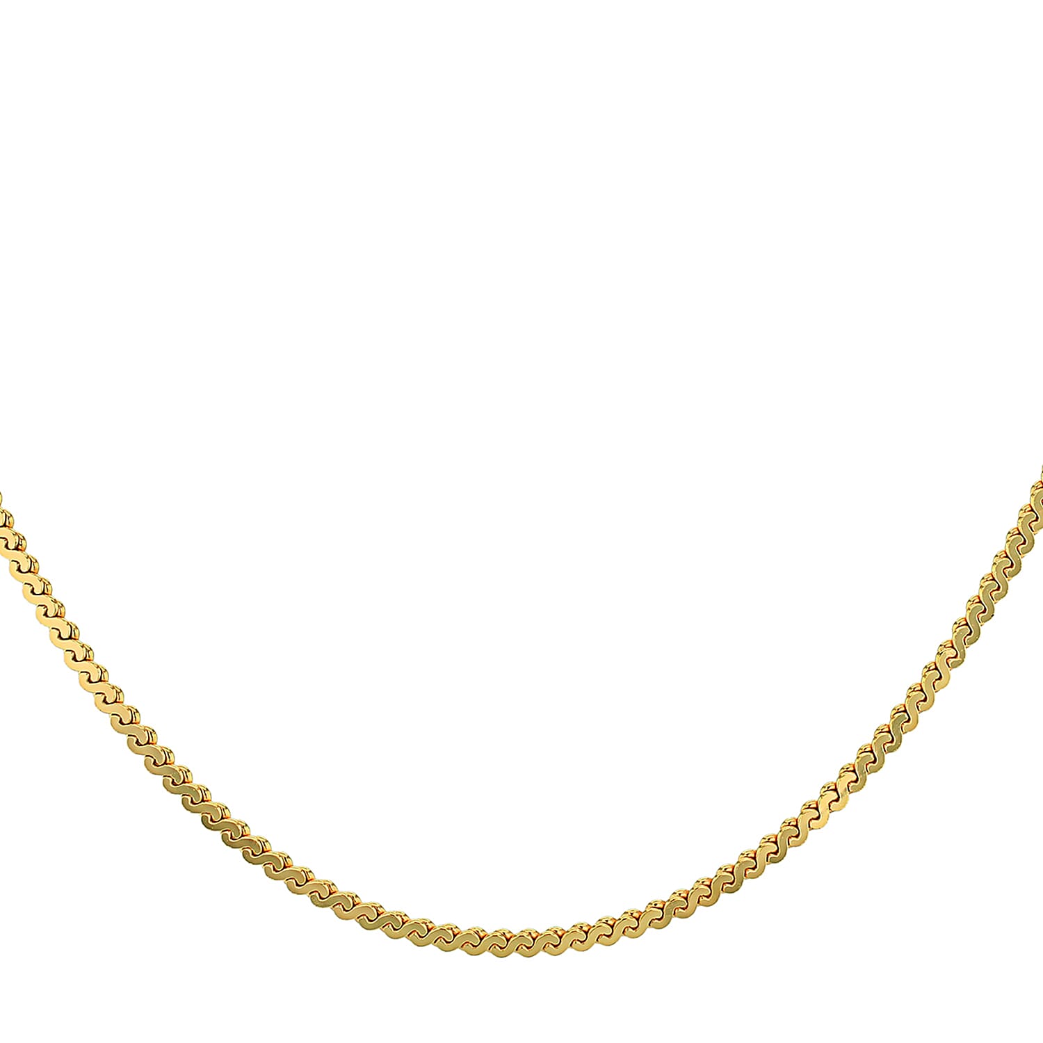 Sterling Silver Micron Yellow Gold Plated 1.5mm Serpentine Chain 16 Inch 7619174 1