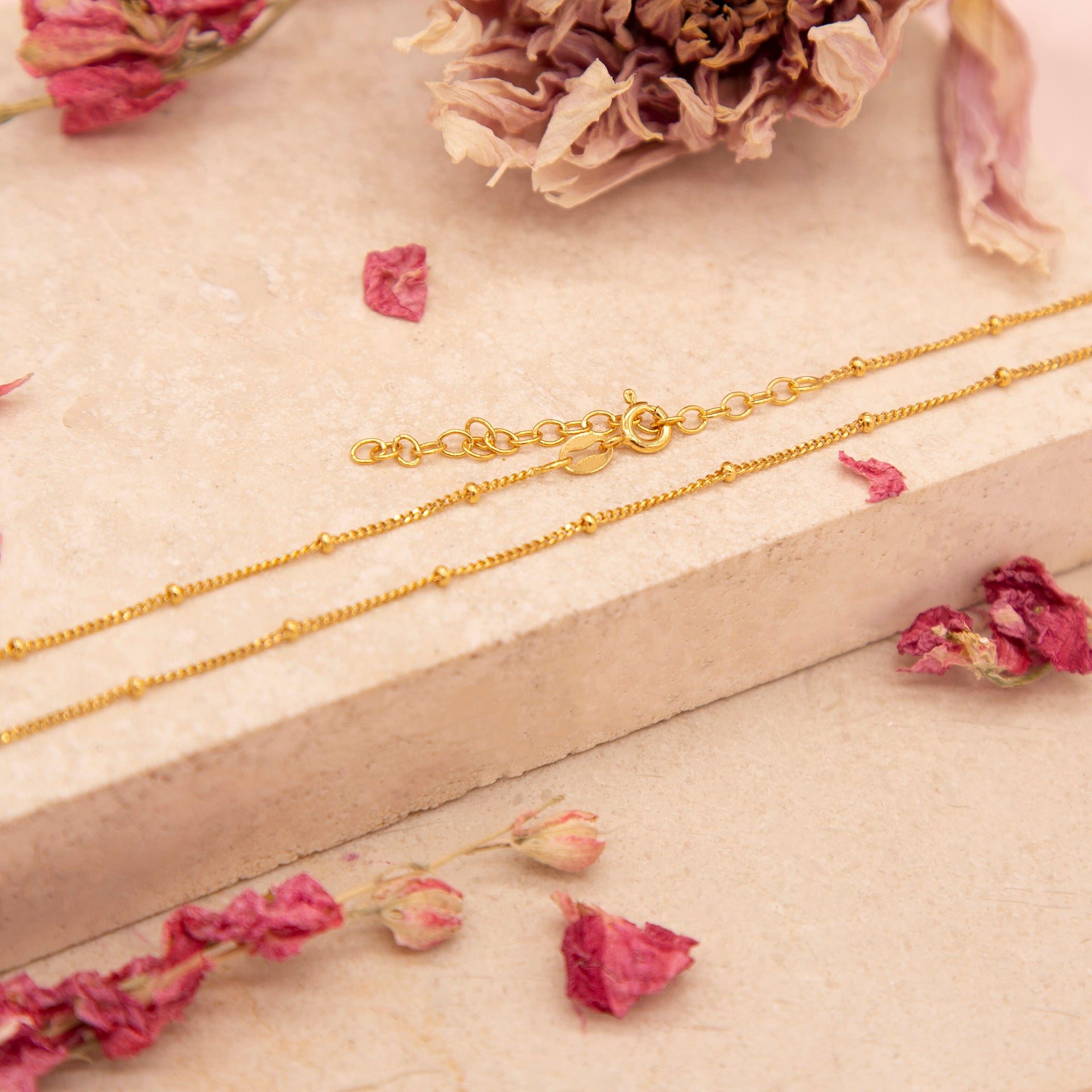 Sterling Silver Yellow Gold Plated Satelite Chain 16 Inch - 17.7 Inch 7607379 4