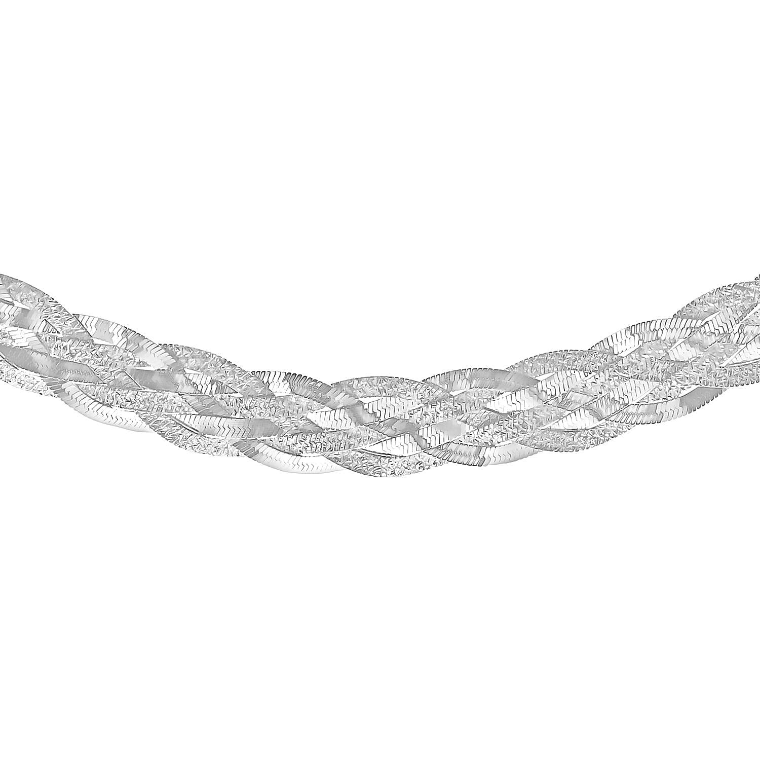 Sterling Silver Patterned and Polished Strand Plaited Herringbone Necklace 17 Inch 7317753 0