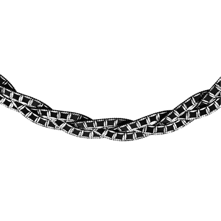 Sterling Silver Two Tone Diamond Cut Herringbone Necklace 17 Inch 7317742 1