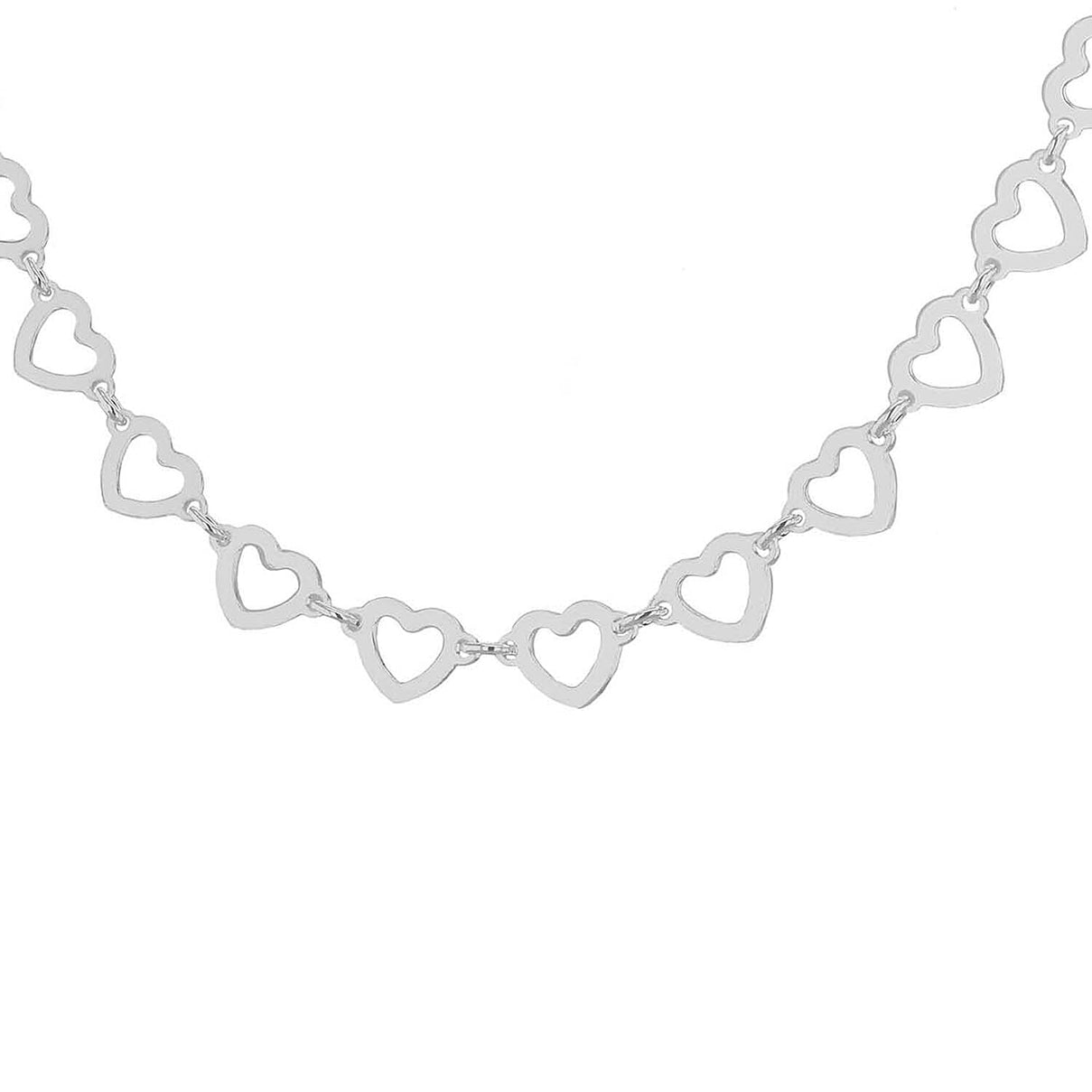 Sterling Silver 6mm Cutout Heart Link Chain 17 Inch 7619166 0