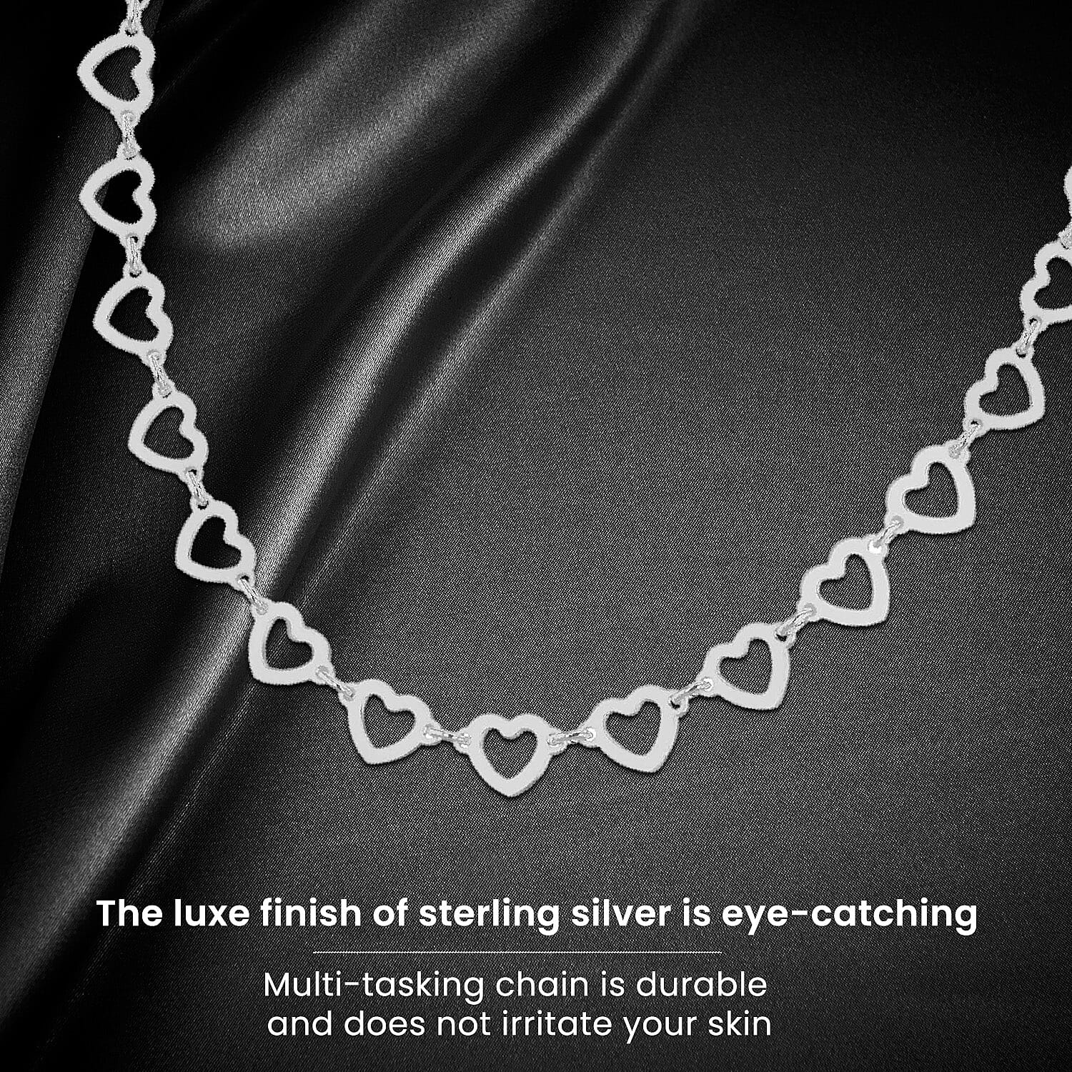 Sterling Silver 6mm Cutout Heart Link Chain 17 Inch 7619166 2