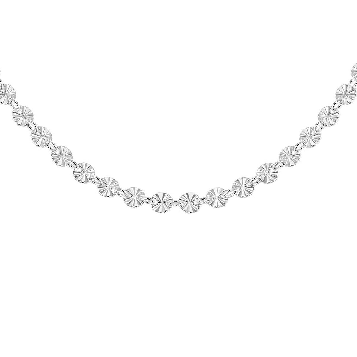 Sterling Silver 4mm Diamond Cut Disc Link Chain 17 Inch 7619169 0