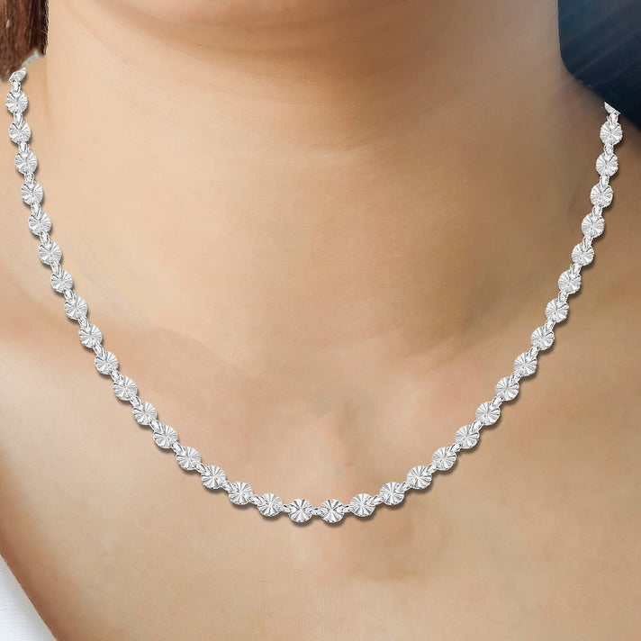 Sterling Silver 4mm Diamond Cut Disc Link Chain 17 Inch 7619169 2