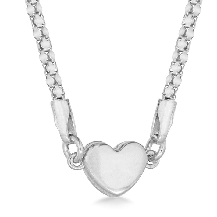 Sterling Silver Magnetic Heart Popcorn Chain Necklace 17 Inch 7619196 1