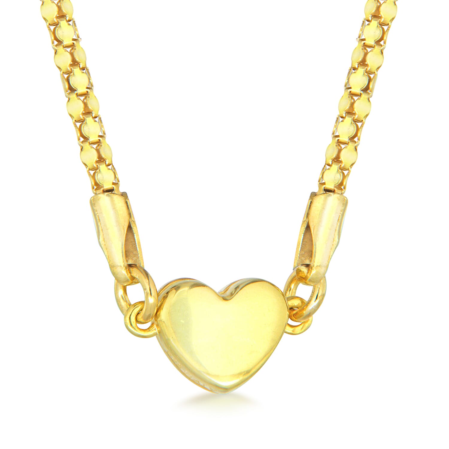 Sterling Silver Yellow Gold Tone Magnetic Heart Popcorn Chain Necklace 17 Inch 7619863 0