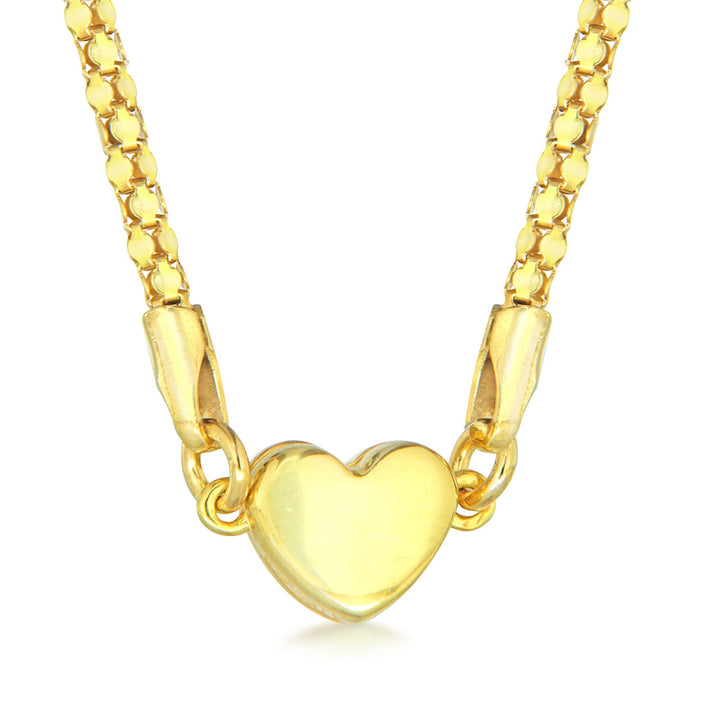 Sterling Silver Yellow Gold Tone Magnetic Heart Popcorn Chain Necklace 17 Inch 7619863 1