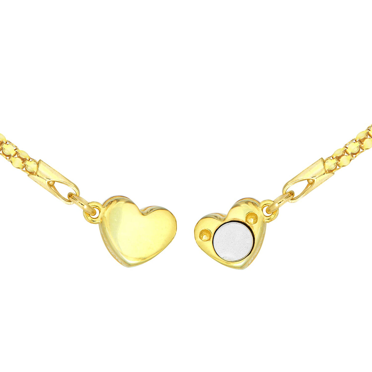 Sterling Silver Yellow Gold Tone Magnetic Heart Popcorn Chain Necklace 17 Inch 7619863 1