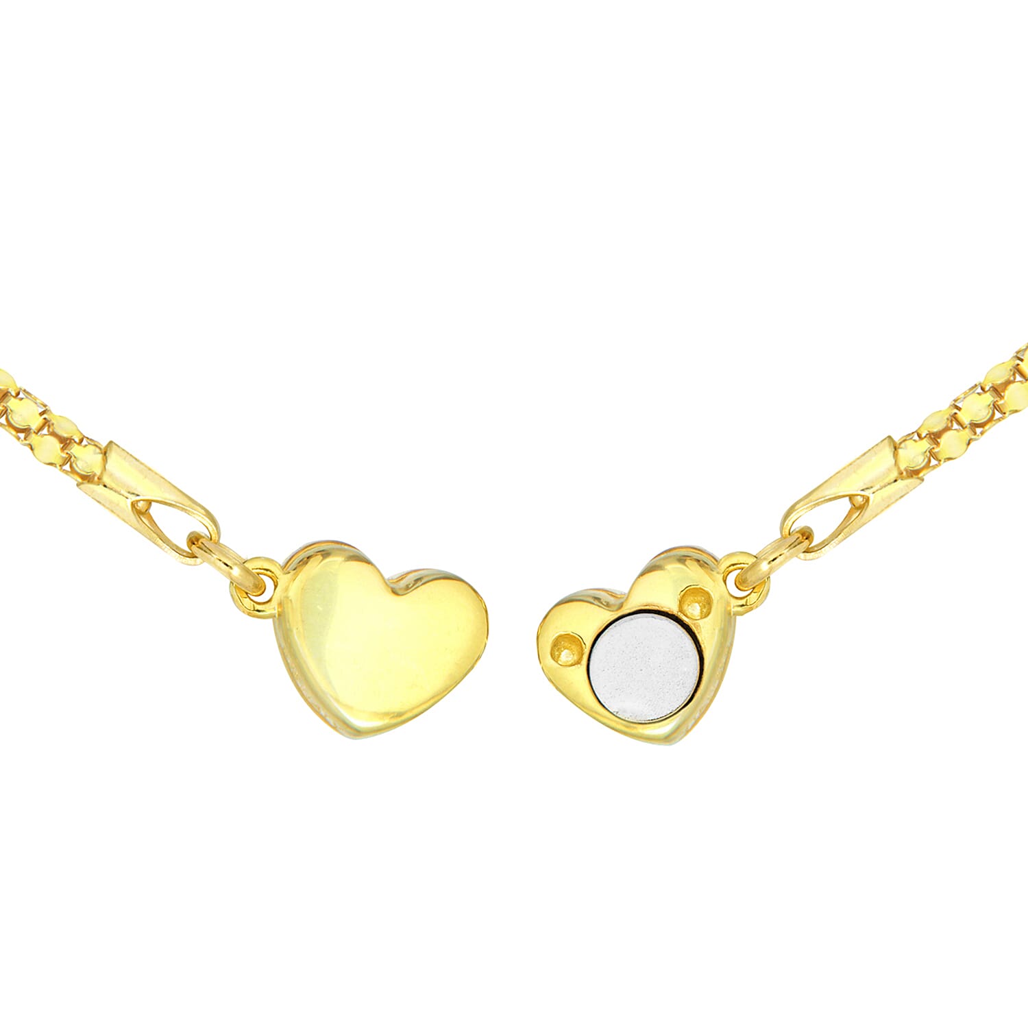 Sterling Silver Yellow Gold Tone Magnetic Heart Popcorn Chain Necklace 17 Inch 7619863 1