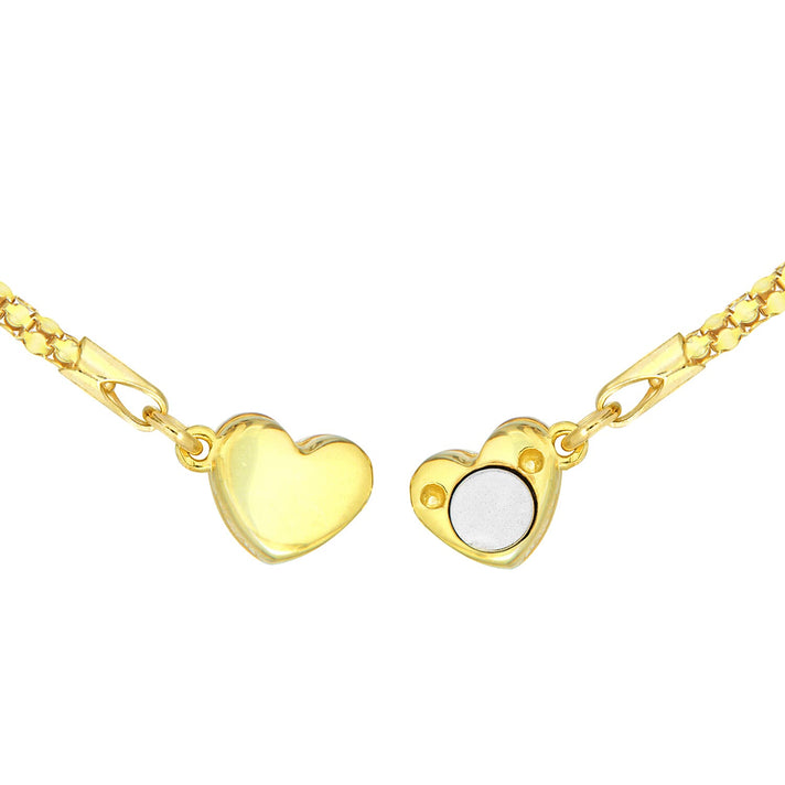 Sterling Silver Yellow Gold Tone Magnetic Heart Popcorn Chain Necklace 17 Inch 7619863 2