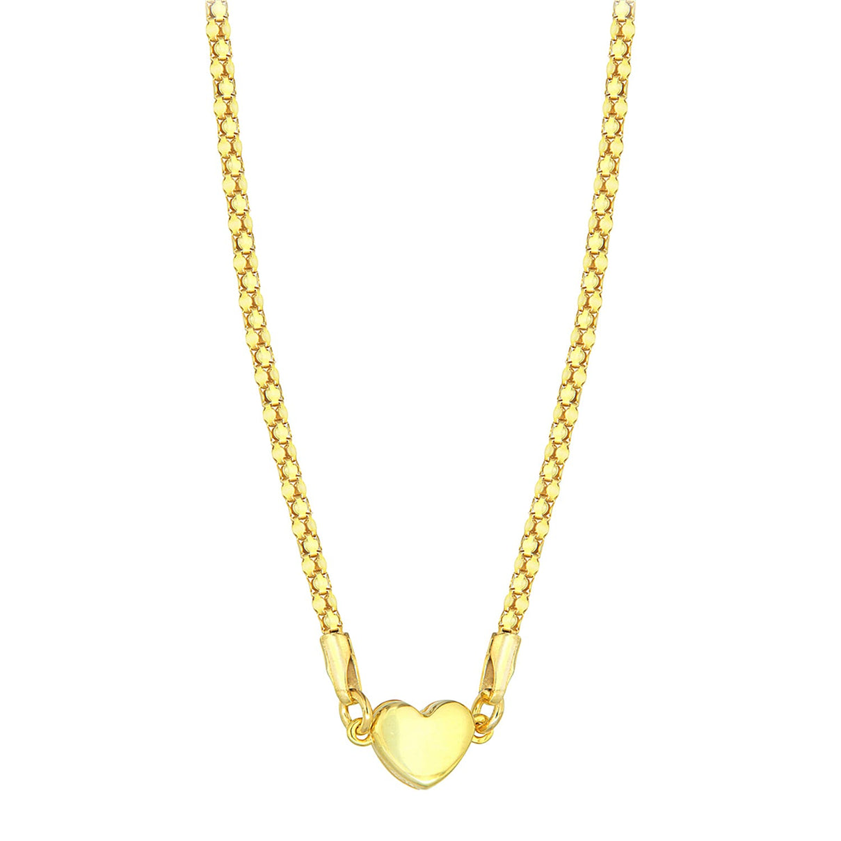 Sterling Silver Yellow Gold Tone Magnetic Heart Popcorn Chain Necklace 17 Inch 7619863 2