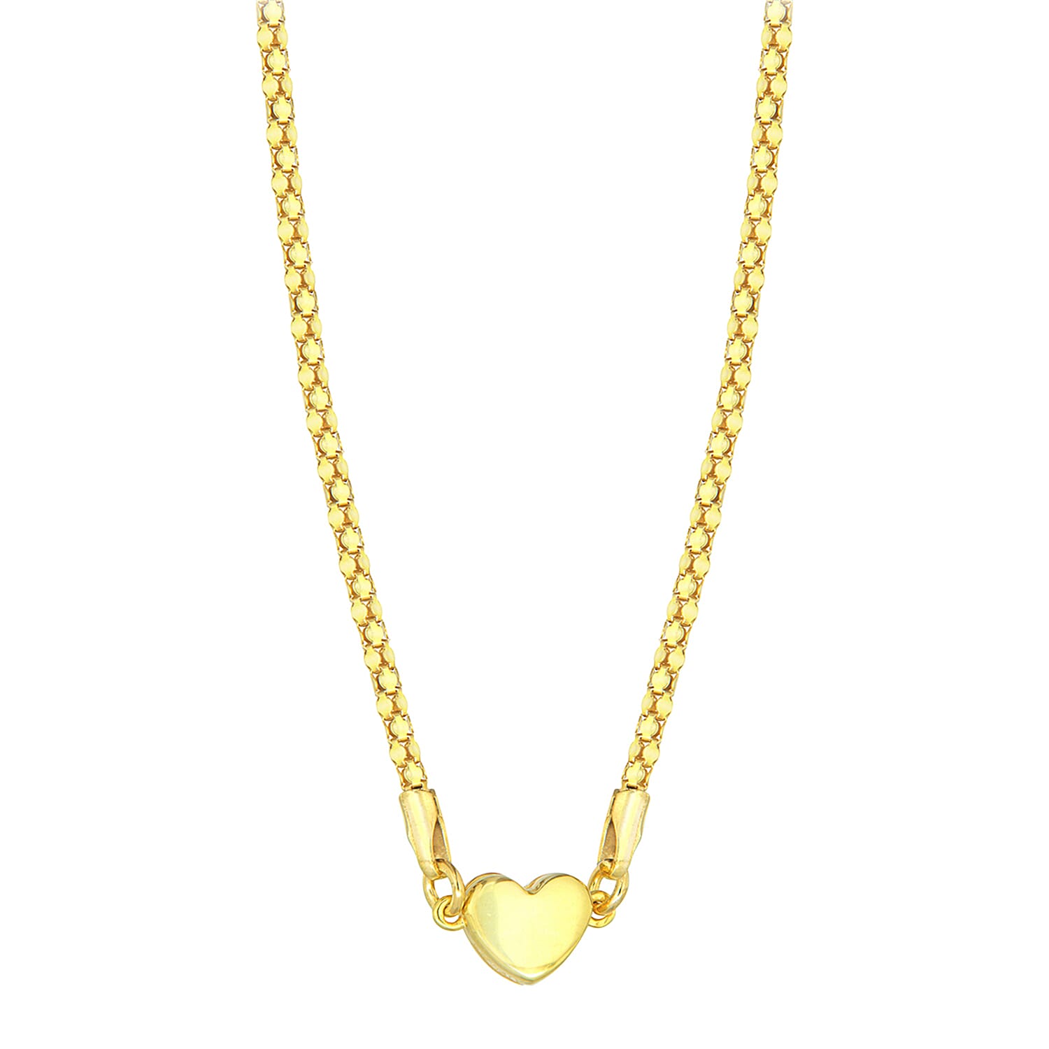 Sterling Silver Yellow Gold Tone Magnetic Heart Popcorn Chain Necklace 17 Inch 7619863 2