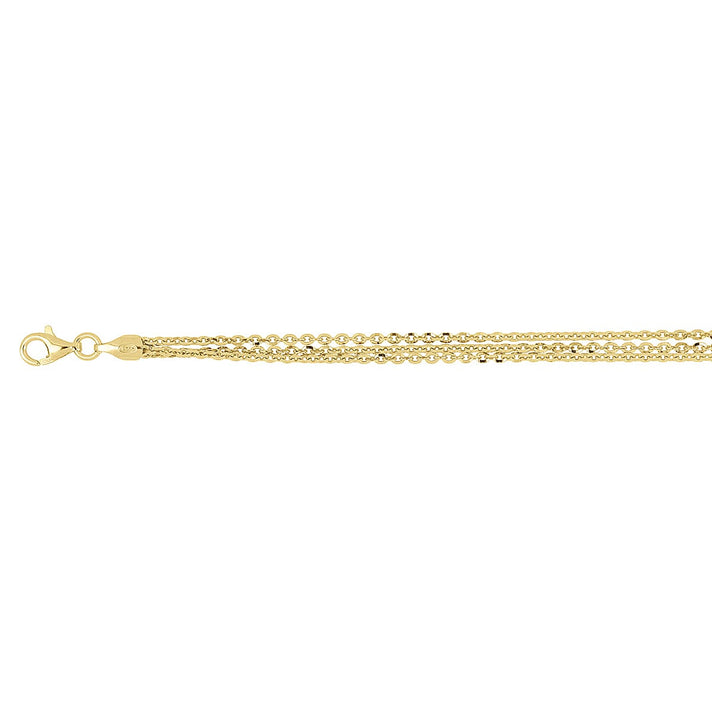 Triple Strand  Italian Made Sterling Silver Necklace (Size 18 + 2 Ext) with Lobster Clasp in Yellow Gold Plated 8183893 1