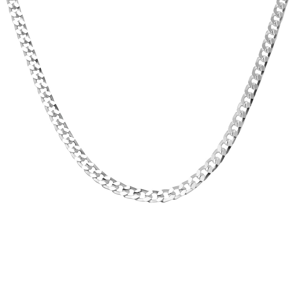 Biggest Italian Closeout 2024- Sterling Silver Flat Curb Square Necklace (Size - 18), Silver Wt. 10 Gms