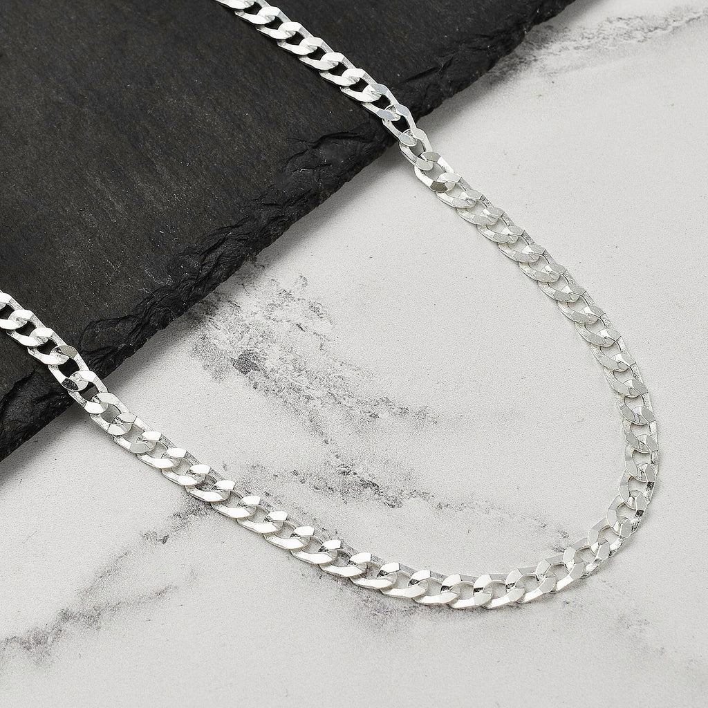 Biggest Italian Closeout 2024- Sterling Silver Flat Curb Square Necklace (Size - 18), Silver Wt. 10 Gms